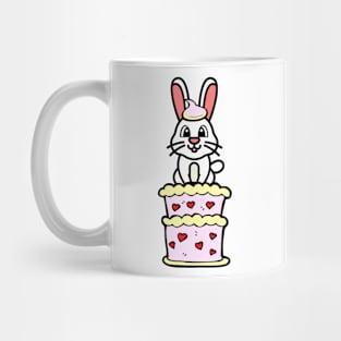 Funny rabbit jumping out of a cake Mug